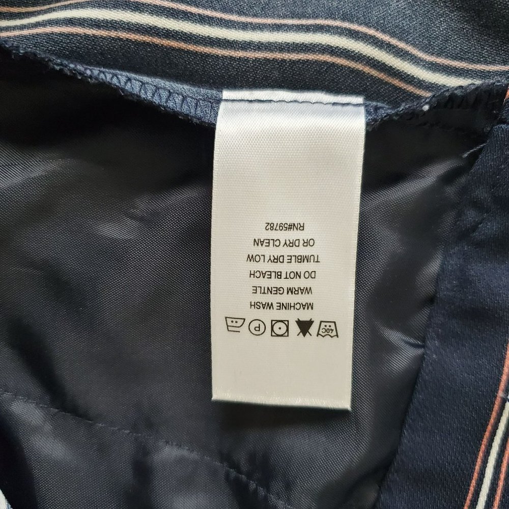 Adrianna Papell Navy Blue Vertical Stripes Pleated Front Dress Pants Size 8 - Picture 7 of 14